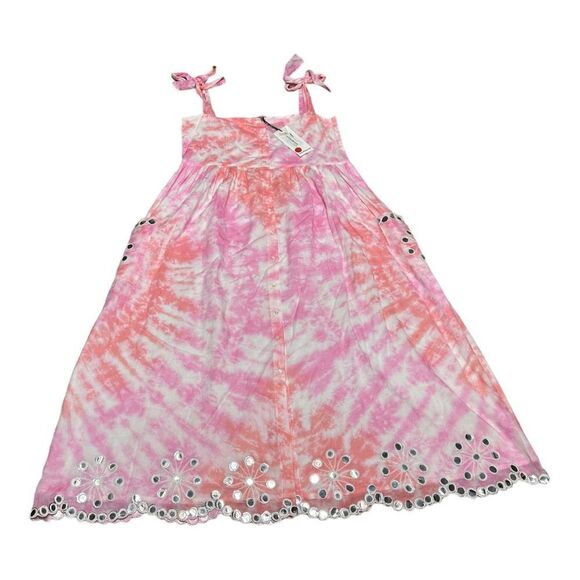 NWT JULIETTE DUNN PINK SPIRAL TIE DYE midi floral DRESS + MIRRORS Size 2 - Picture 4 of 12